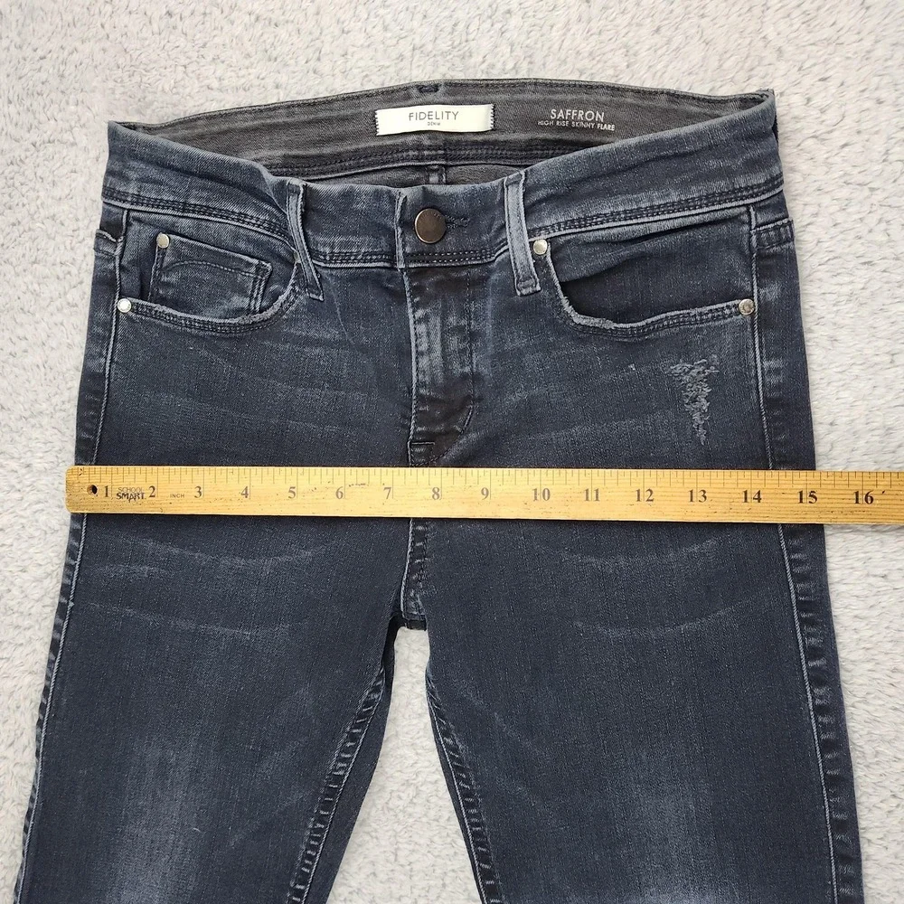 Fidelity Jeans Womens 27x32 Blue Saffron High Rise Skinny Flare Made USA Denim - Picture 7 of 16